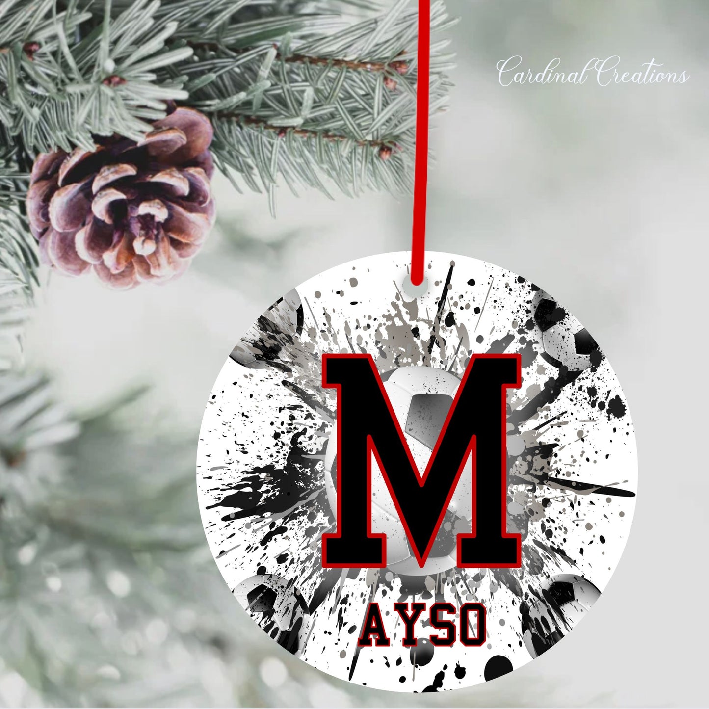 Ornament Montgomery AYSO Black M with Soccer Ball BG