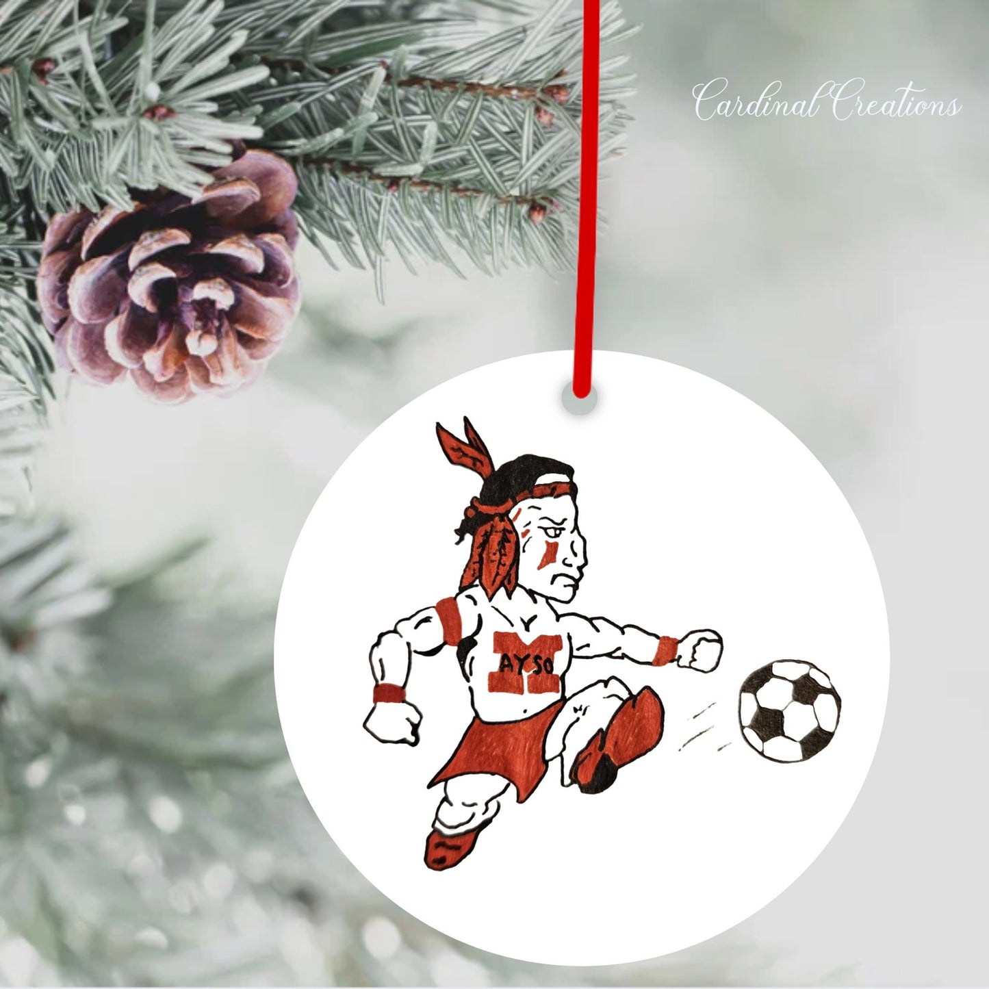 Ornament Montgomery AYSO Raider Raider White BG CAN BE PERSONALIZED