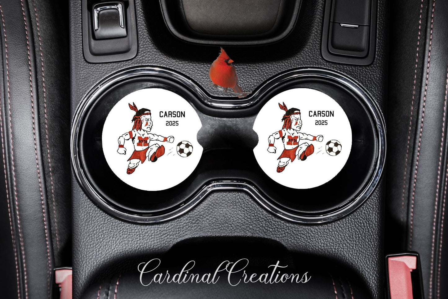 Car Coaster Montgomery AYSO Raider White BG