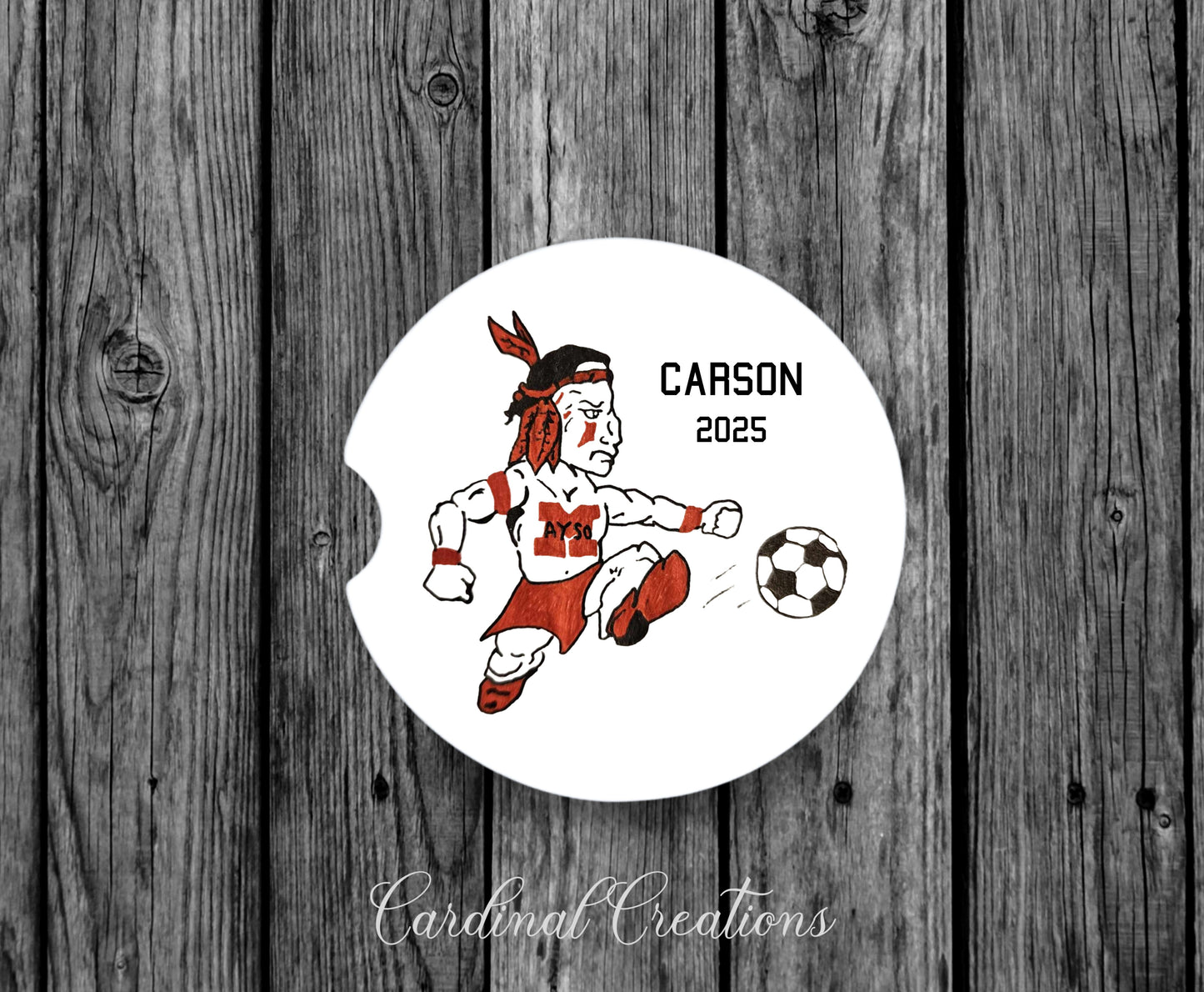 Car Coaster Montgomery AYSO Raider White BG