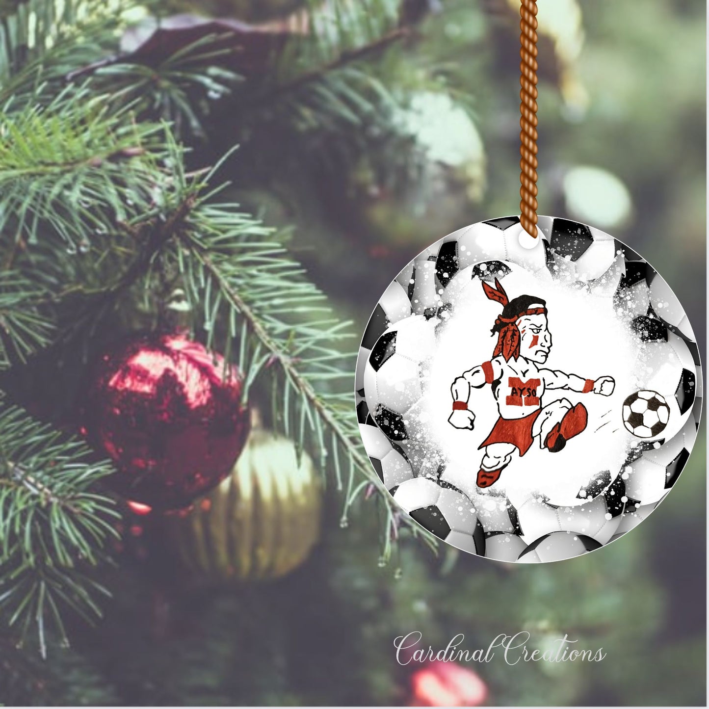 Ornament Montgomery AYSO Raider soccer ball BG