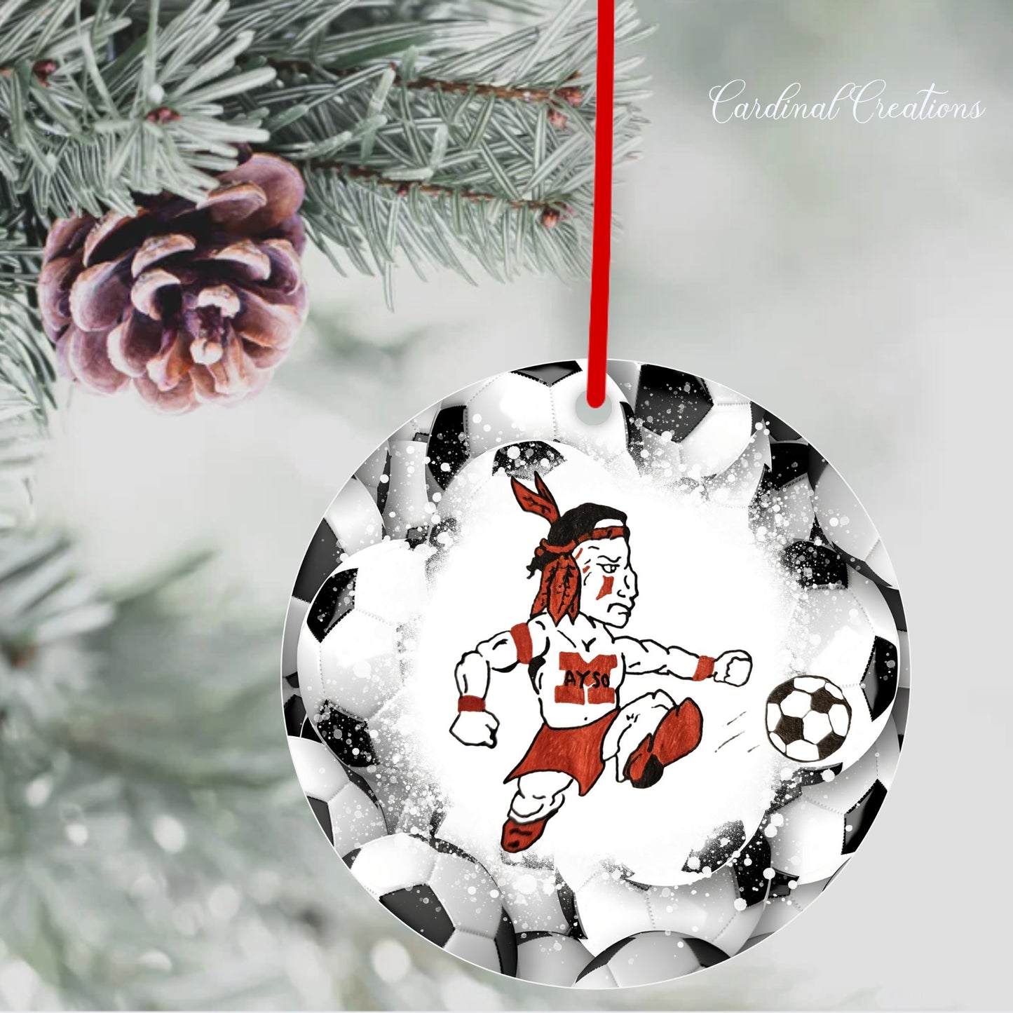 Ornament Montgomery AYSO Raider soccer ball BG