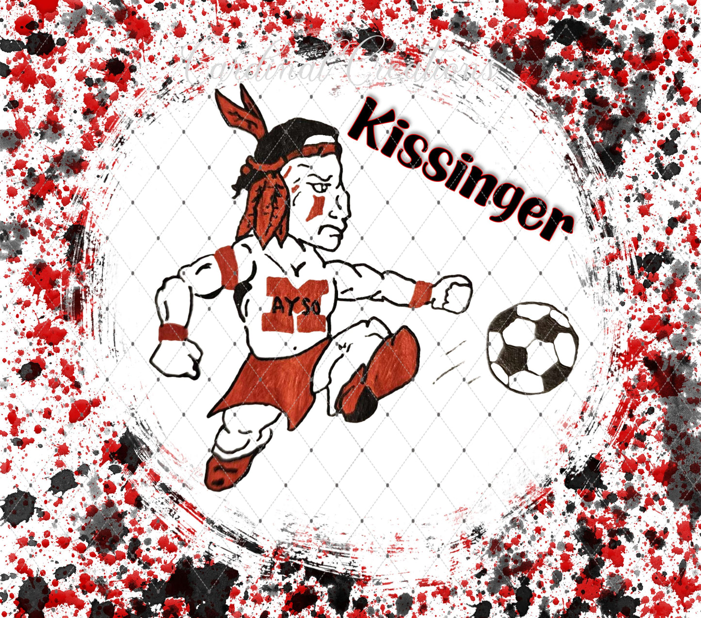 Montgomery AYSO Red & Black Paint Splatter 20oz Tumbler