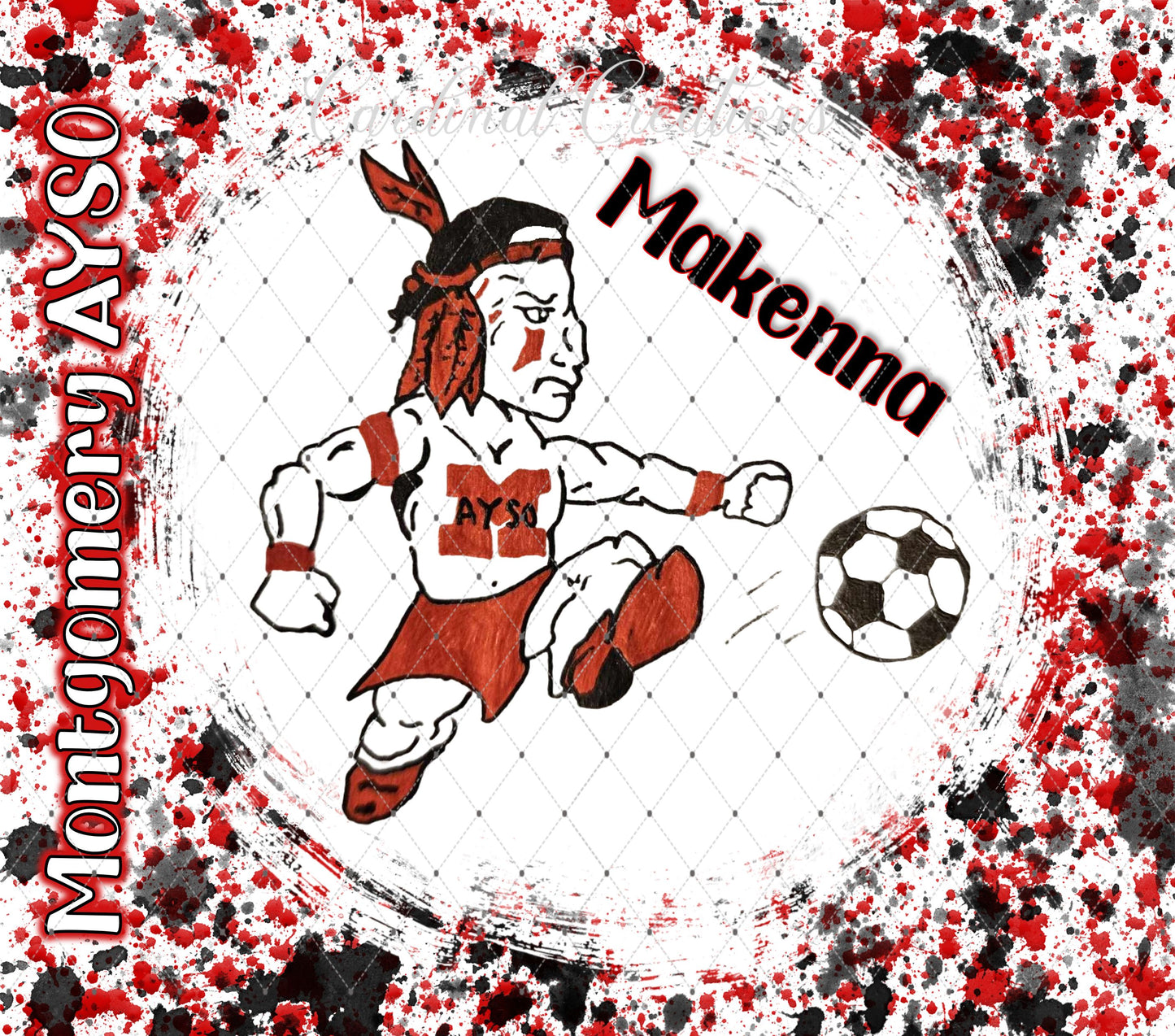 Montgomery AYSO Red & Black Paint Splatter 20oz Tumbler