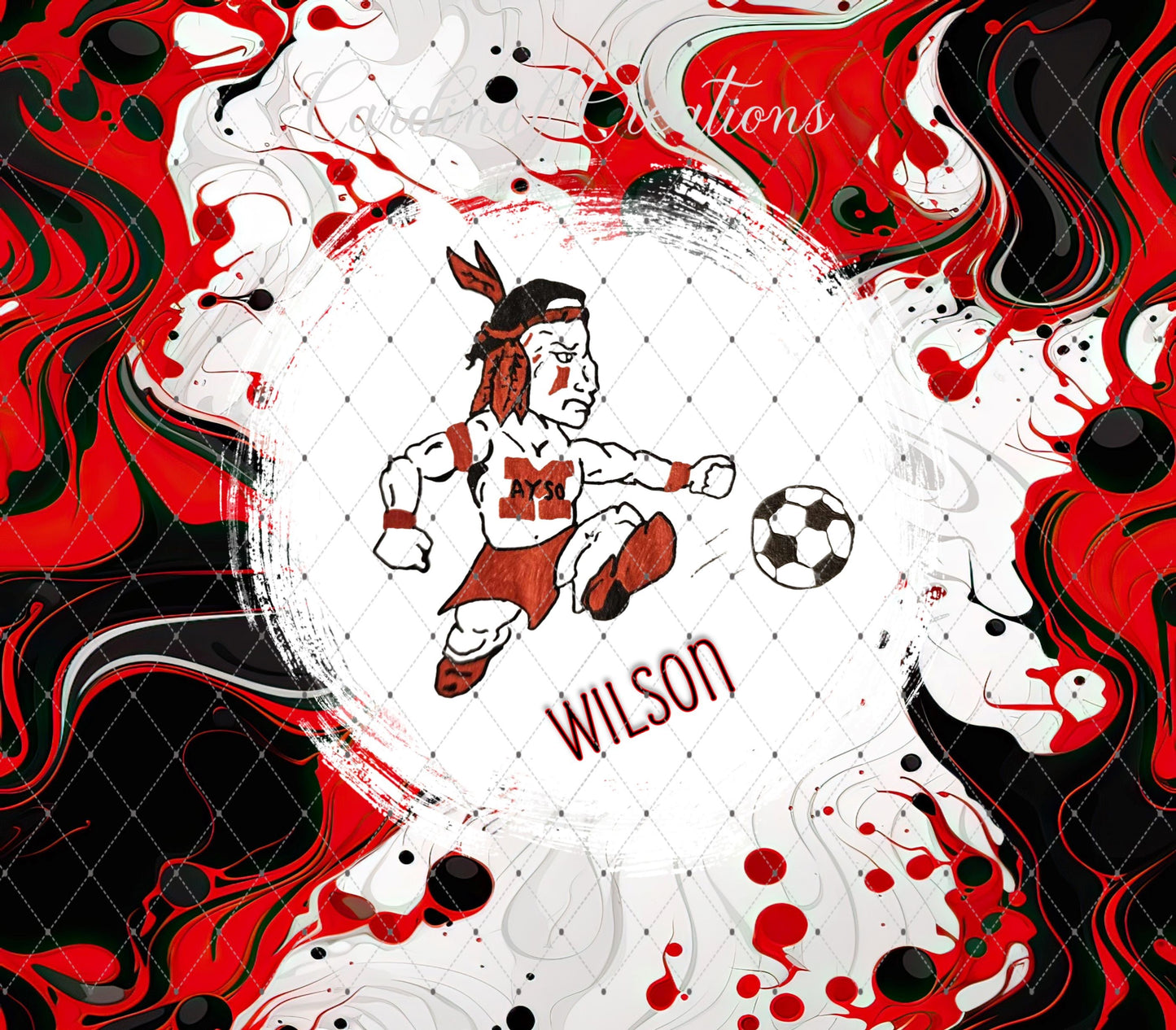 Montgomery AYSO Red & Black Ink in Motion 20oz Tumbler