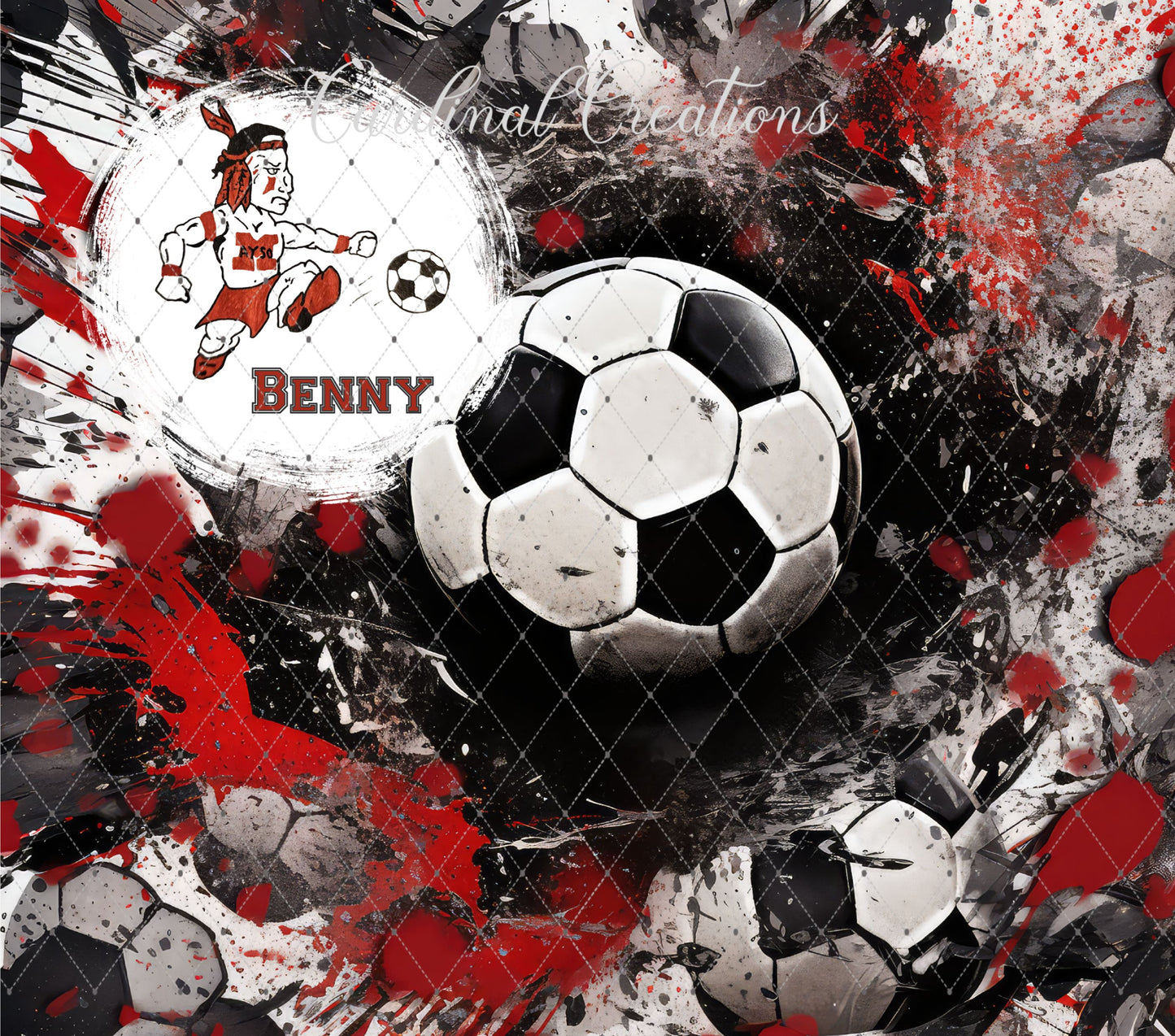 Montgomery AYSO Exploding Soccer Ball 20oz Tumbler
