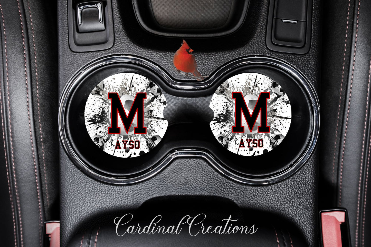 Car Coaster Montgomery AYSO Black "M" soccer BG