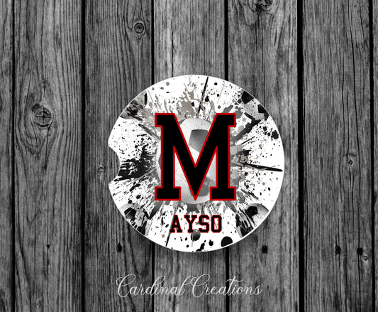 Car Coaster Montgomery AYSO Black "M" soccer BG