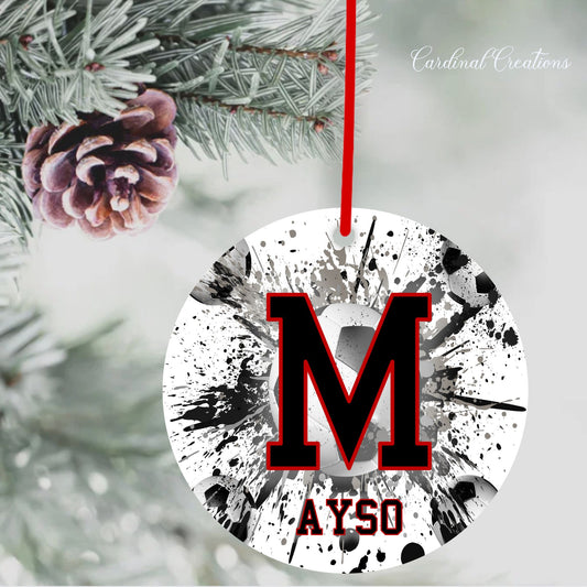 Ornament Montgomery AYSO Black M with Soccer Ball BG