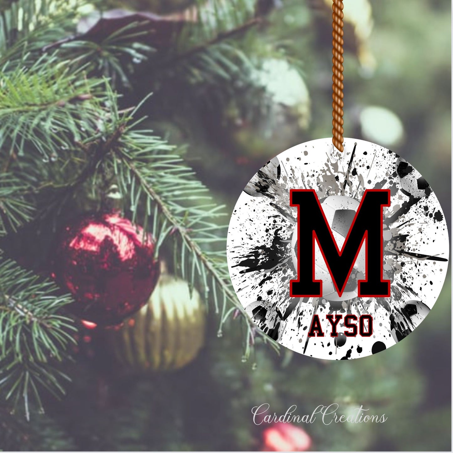 Ornament Montgomery AYSO Black M with Soccer Ball BG
