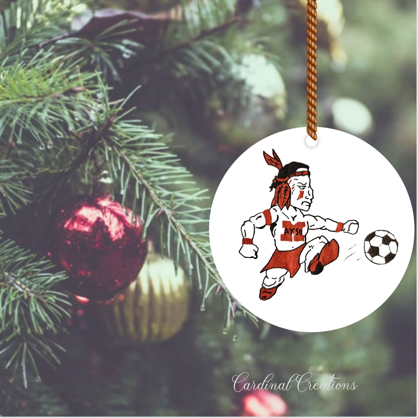 Ornament Montgomery AYSO Raider Raider White BG CAN BE PERSONALIZED