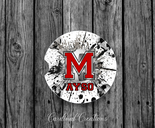 Car Coaster Montgomery AYSO Red "M" soccer BG