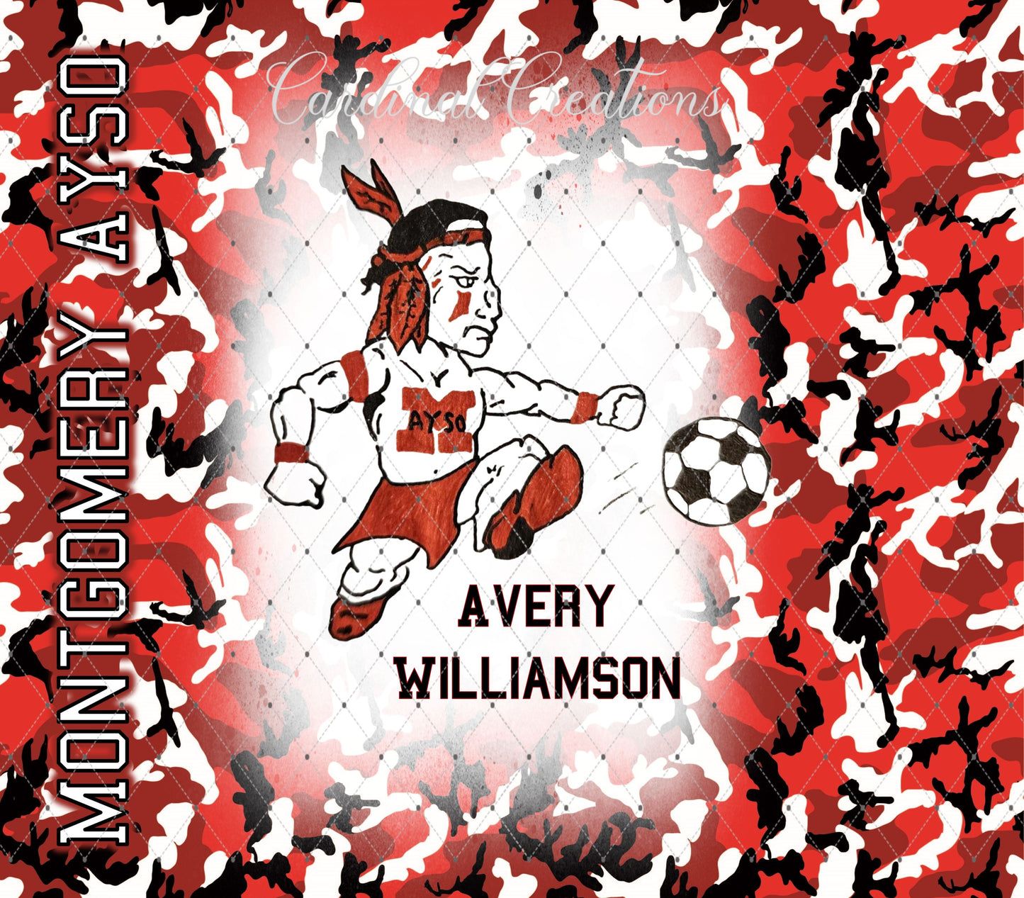Montgomery AYSO Red and Black Camo 20oz Tumbler