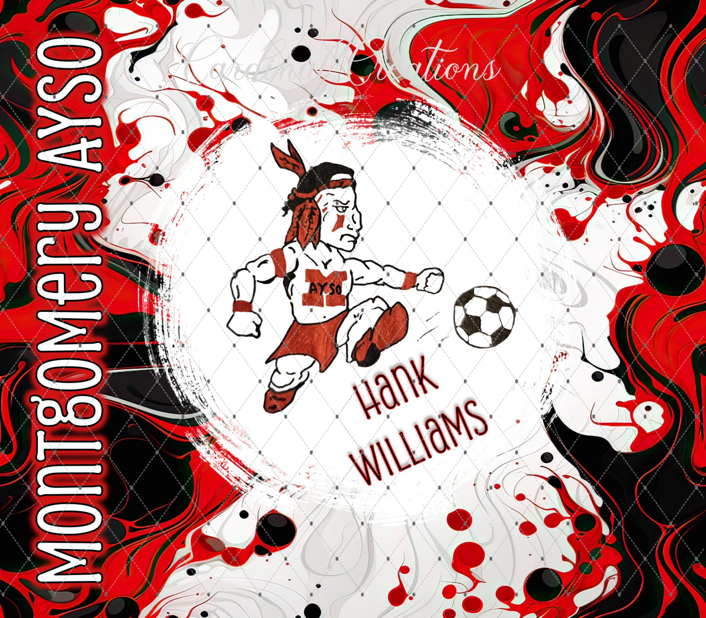 Montgomery AYSO Red & Black Ink in Motion 20oz Tumbler