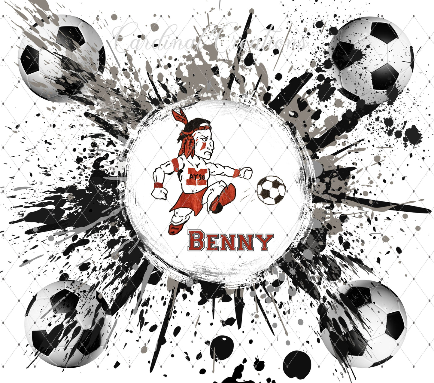 Montgomery AYSO Soccer Ball Splatter 20oz Tumbler
