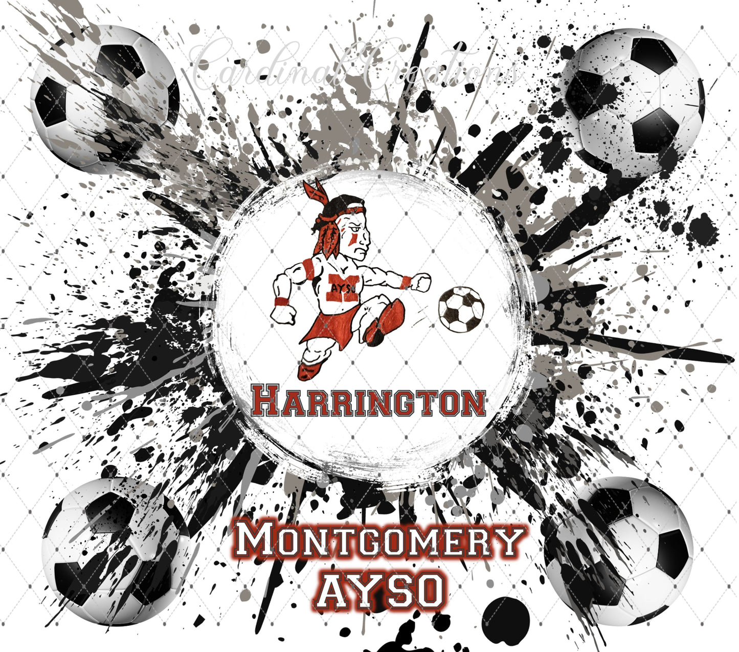 Montgomery AYSO Soccer Ball Splatter 20oz Tumbler