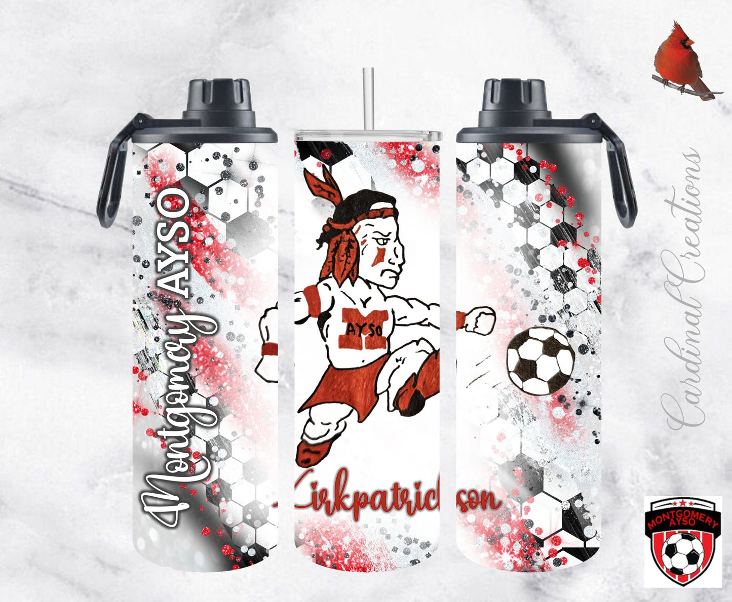 Montgomery AYSO Soccer Ball Milky Way 20oz Tumbler