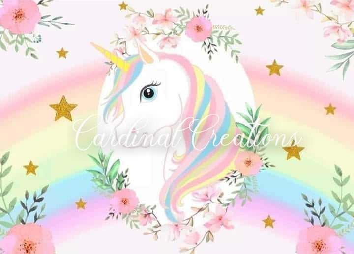 12oz Unicorn with Pastel Rainbow backdrop