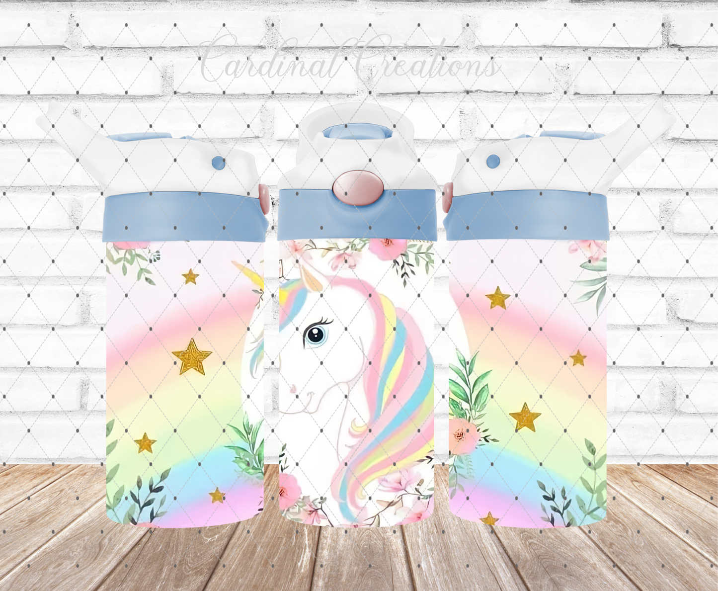 12oz Unicorn with Pastel Rainbow backdrop
