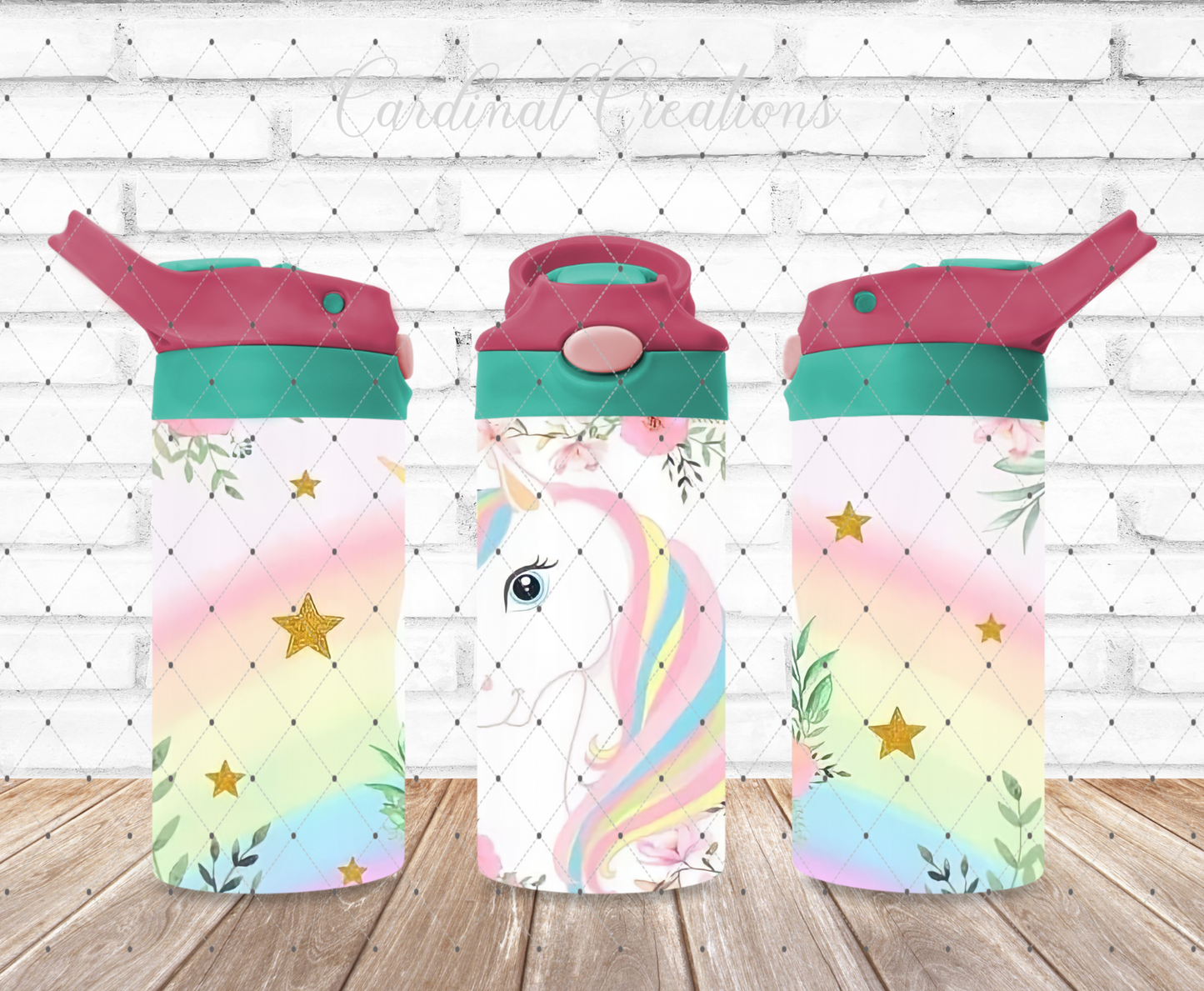 12oz Unicorn with Pastel Rainbow backdrop