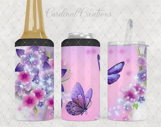 Can Cooler Purple Butterflies