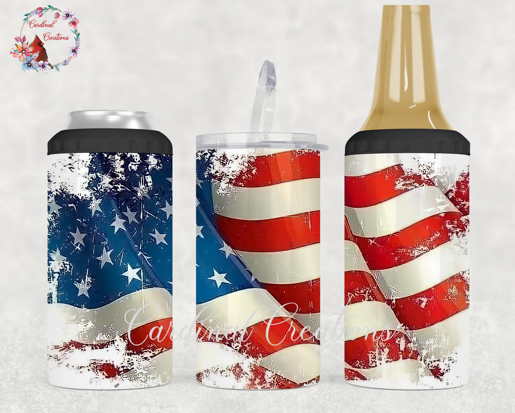 Can Cooler  Weathered US Flag