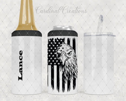 Can Cooler Bald Eagle with American Flag