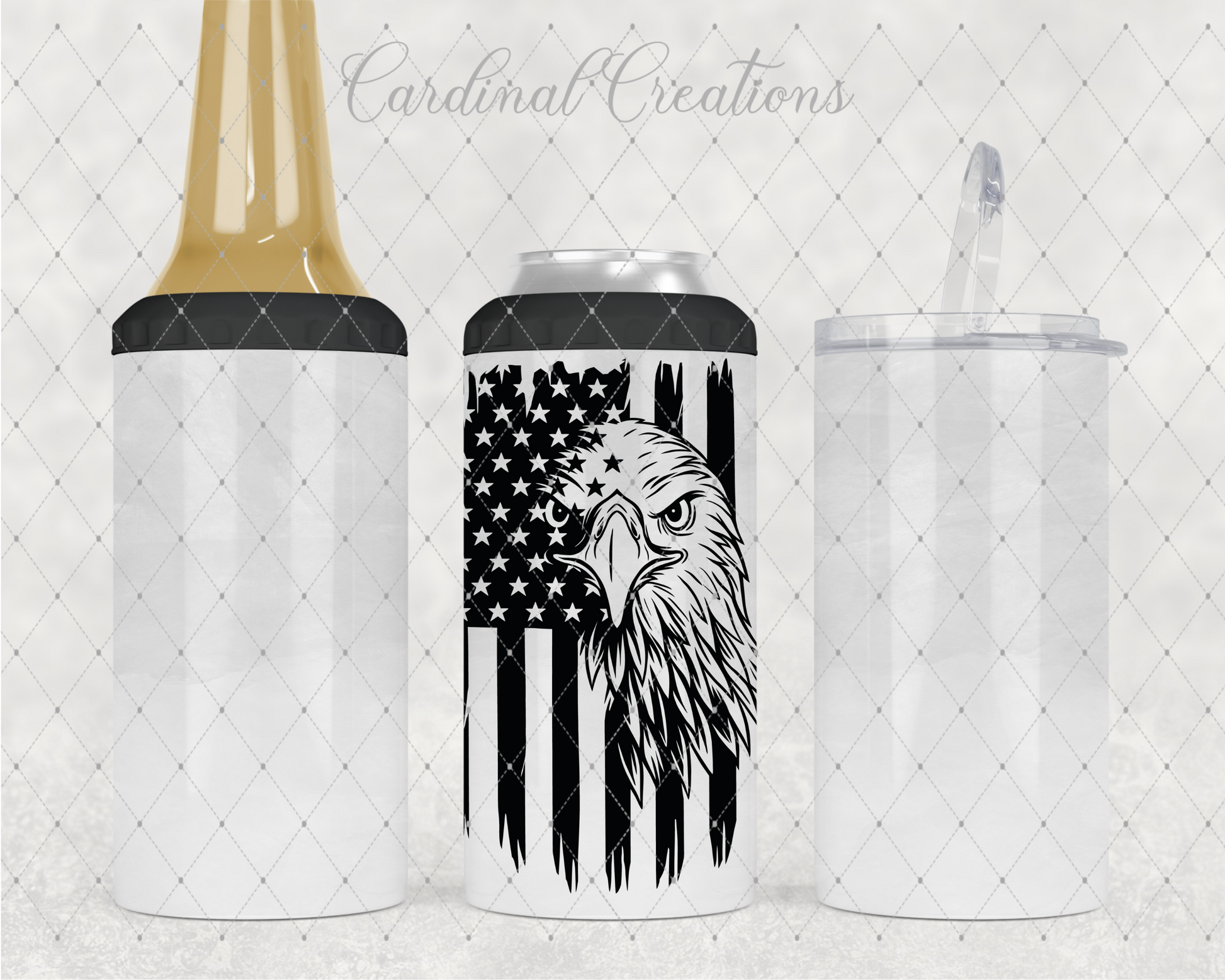 Can Cooler Bald Eagle with American Flag