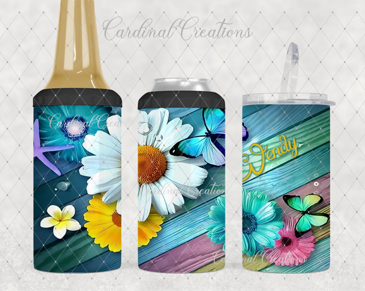 Can Cooler Colorful Daisies